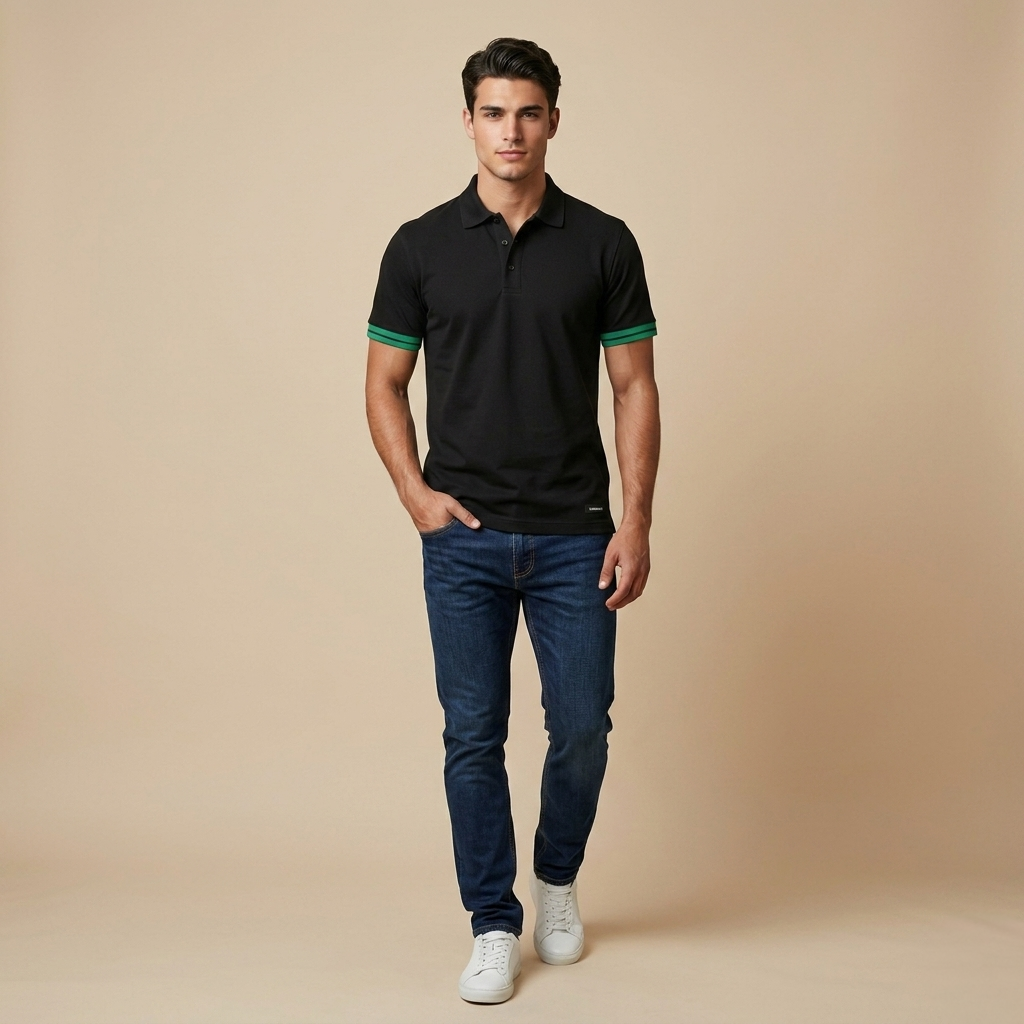 Burberry Men's Regular Fit Black Collar T-Shirt