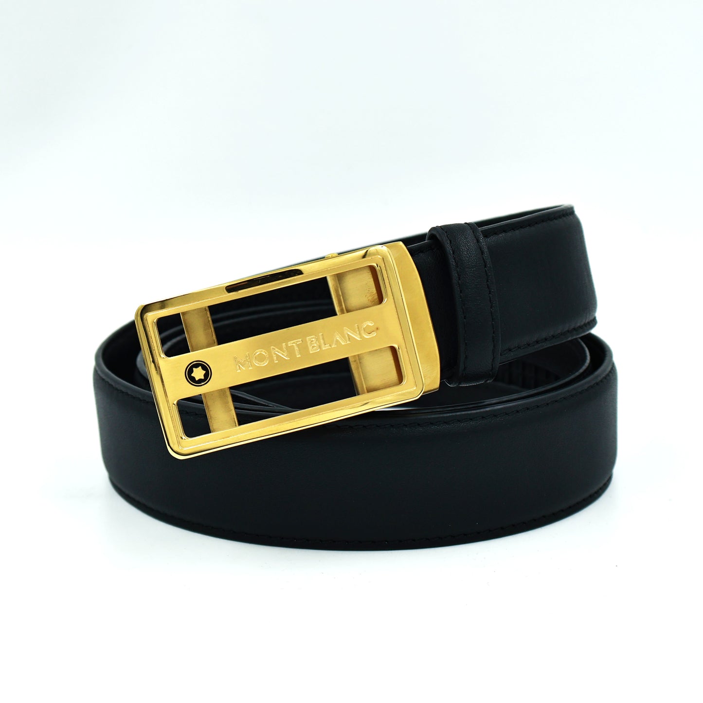 Mont Blanc Black Leather Belt