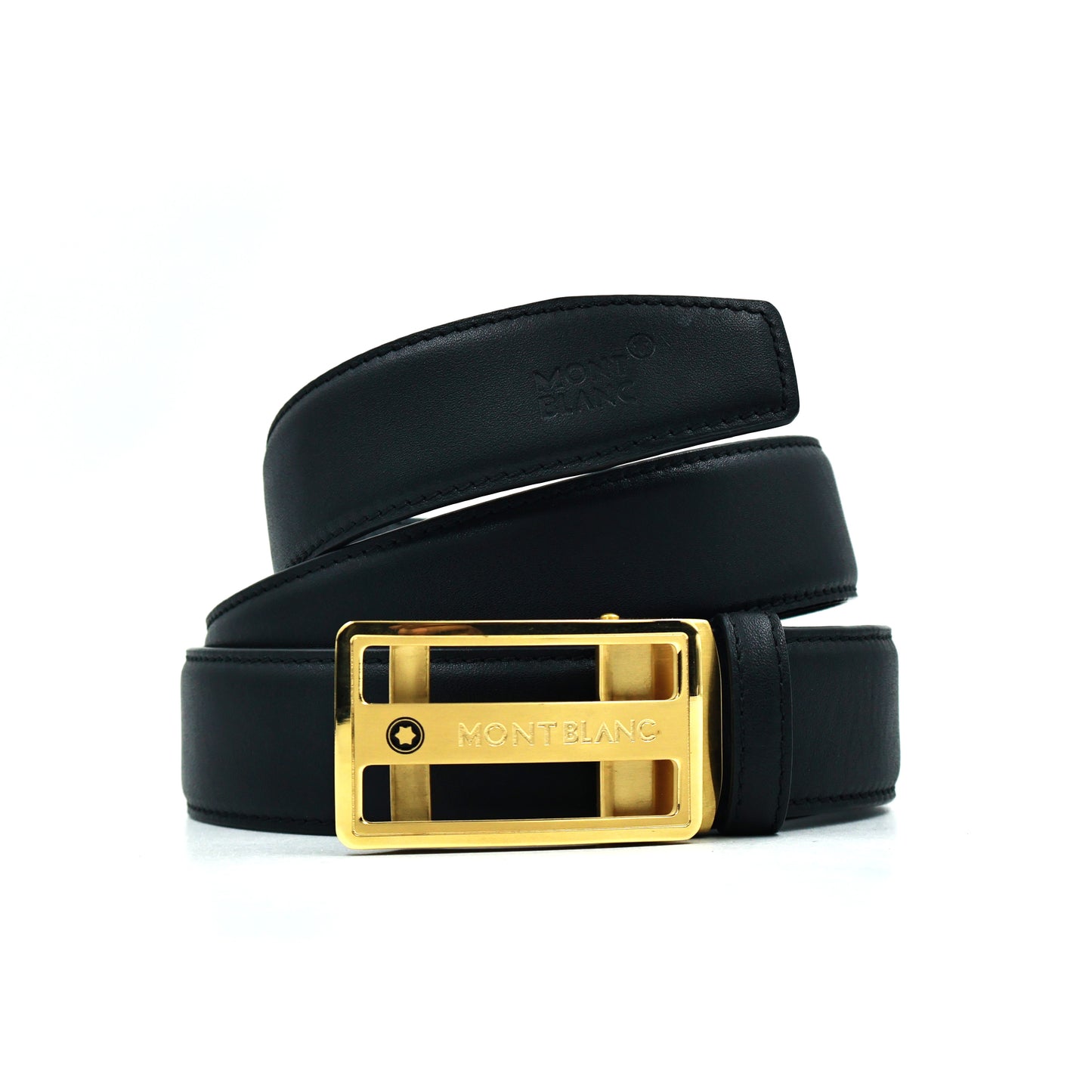 Mont Blanc Black Leather Belt