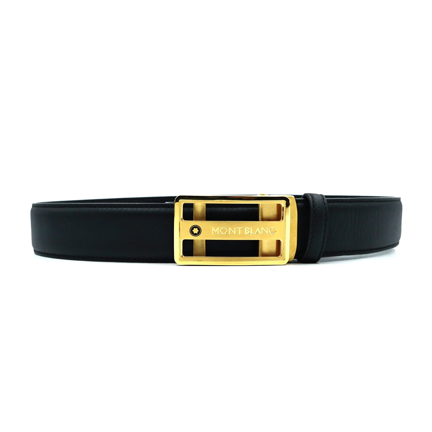 Mont Blanc Black Leather Belt