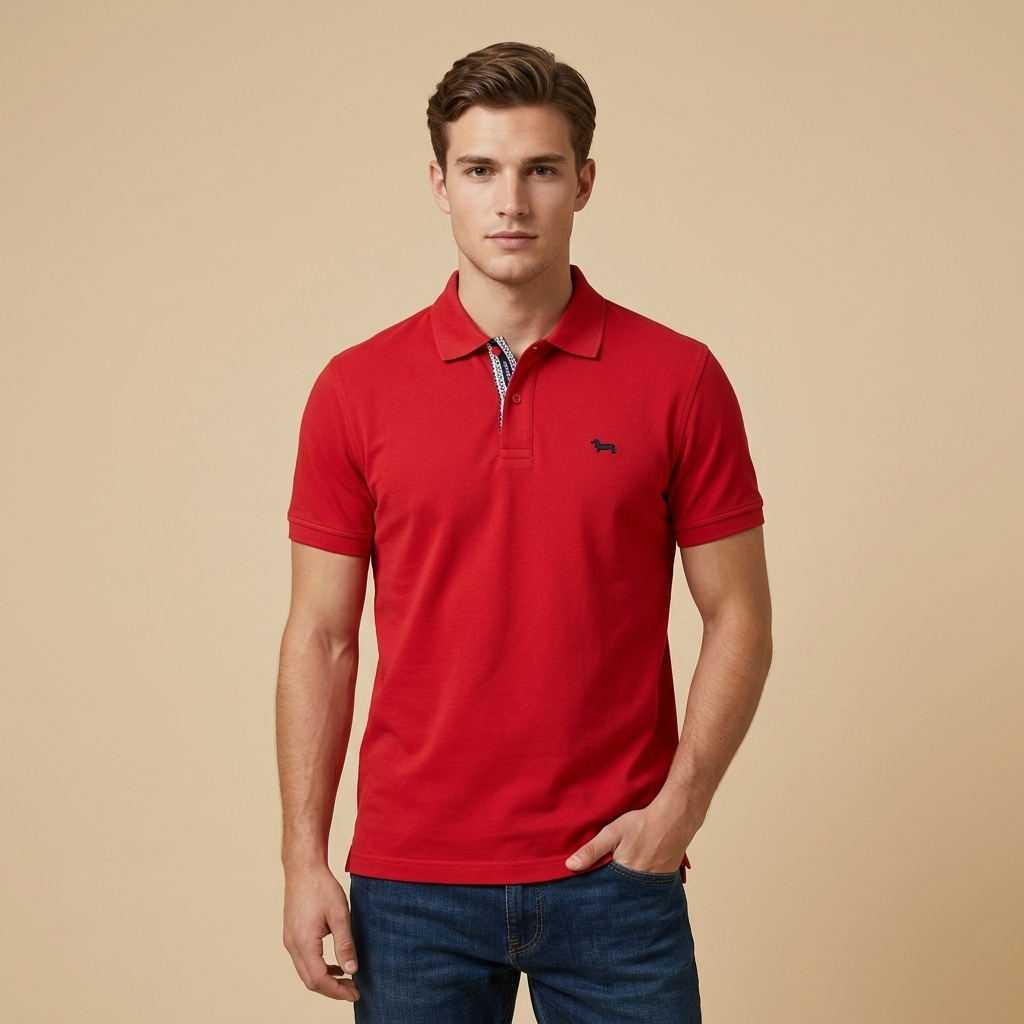 Harmont & Blaine Men's Regular Fit Red Collar T-Shirt