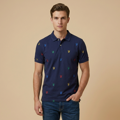Gant Men's Regular Fit Navy Blue Collar T-Shirt