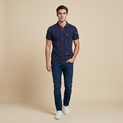 Gant Men's Regular Fit Navy Blue Collar T-Shirt