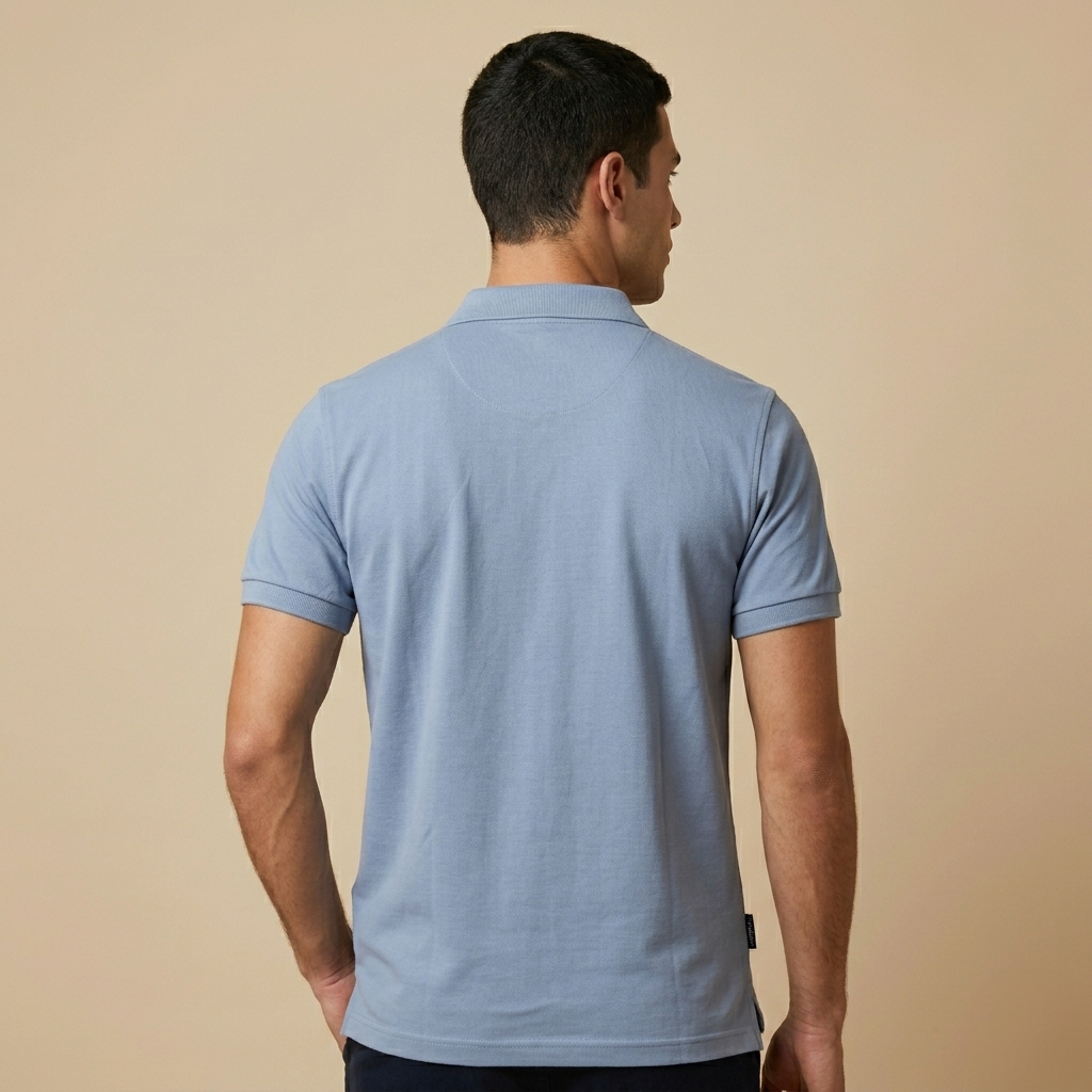 Armani Exchange Men's Regular Fit Sky Blue Collar T-Shirt
