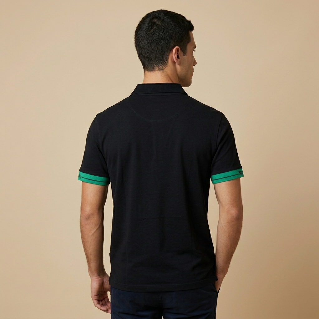 Burberry Men's Regular Fit Black Collar T-Shirt
