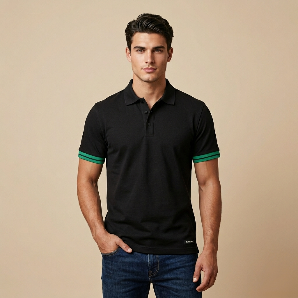 Burberry Men's Regular Fit Black Collar T-Shirt