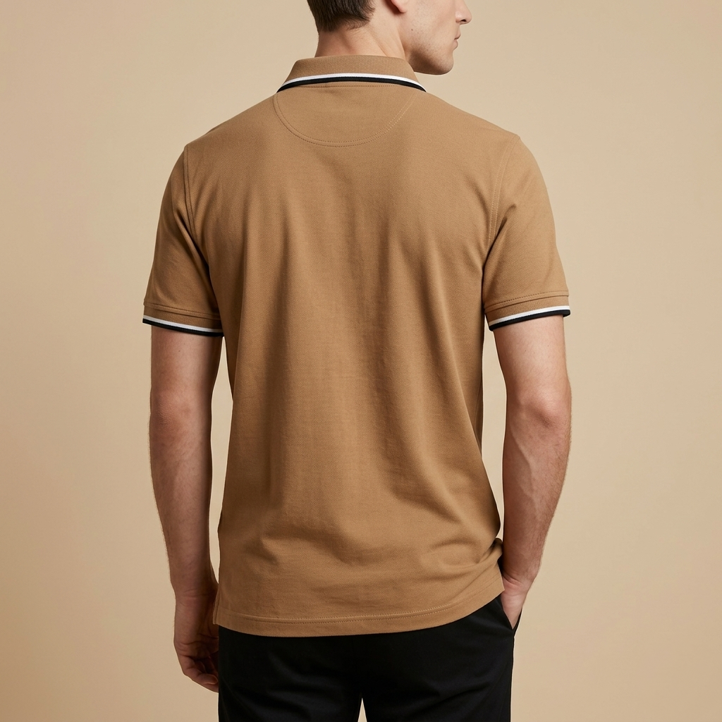 Aston Martin Men's Regular Fit Brown Collar T-Shirt