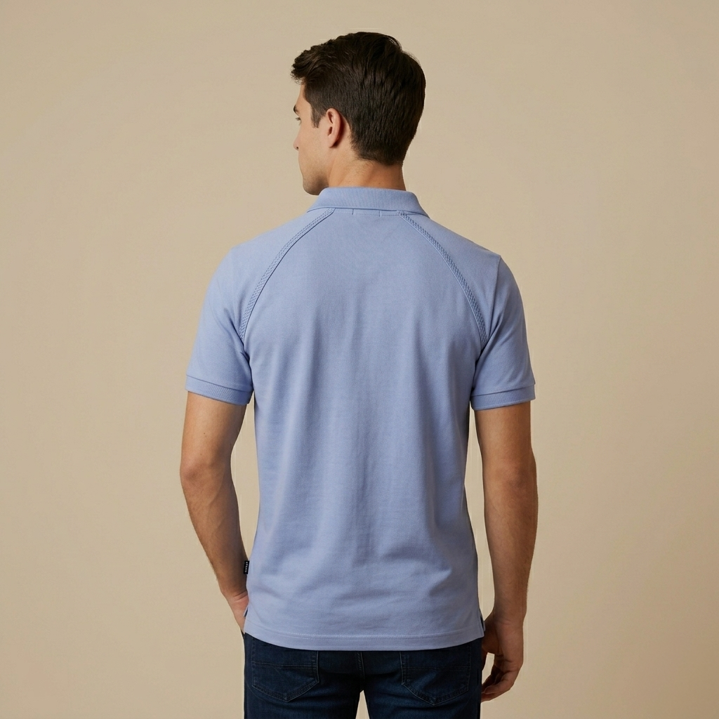 Boss Men's Regular Fit Sky Blue Collar T-Shirt