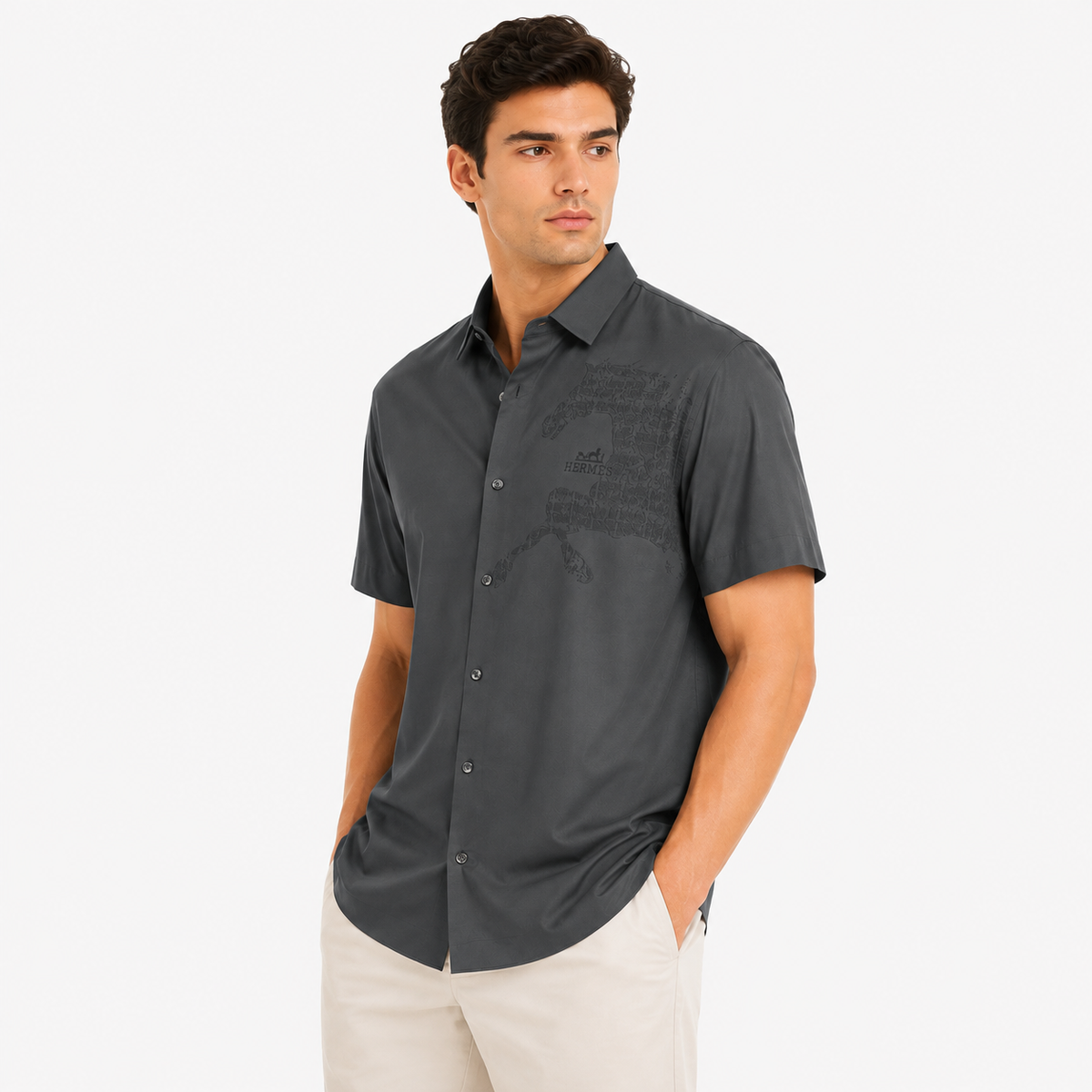 Hermes Slim Fit Half Shirt